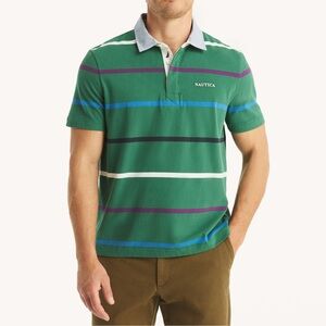 Nautica Classic Fit Striped Rugby Polo Shirt